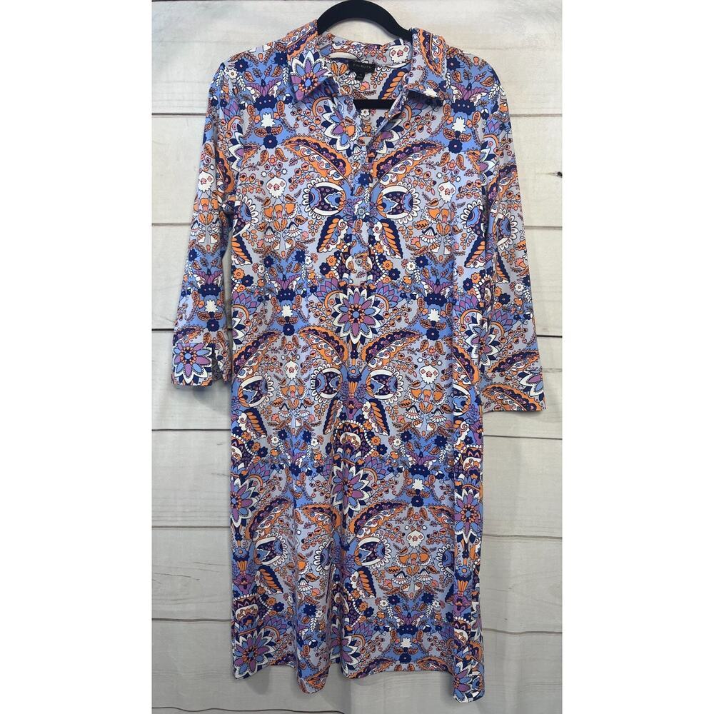 Talbots Multicolor Paisley Midi Dress - Blue, Orange, White